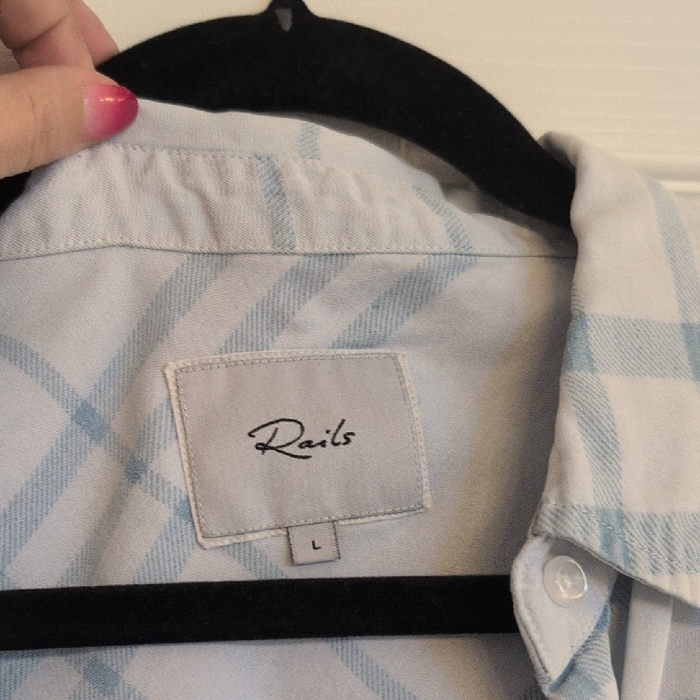 Rails Sky Blue And White Checkered Button Down Sh… - image 2